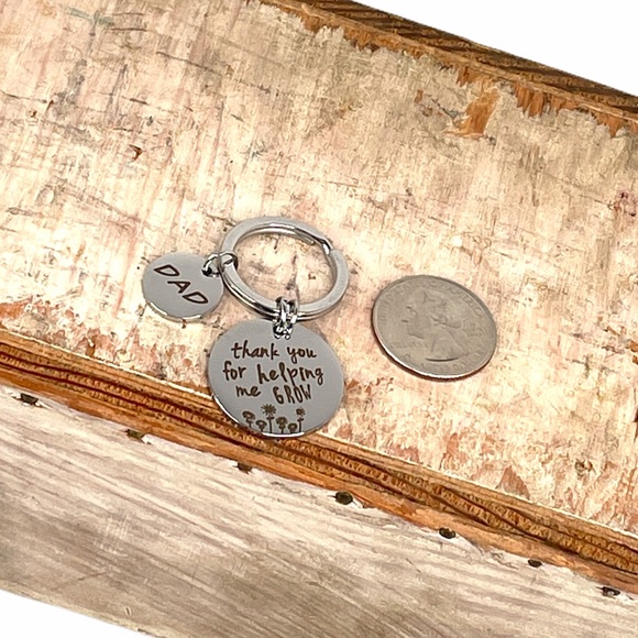 Thank You For Helping Me Grow Dad Key Chain Silver - Picture 3 of 5